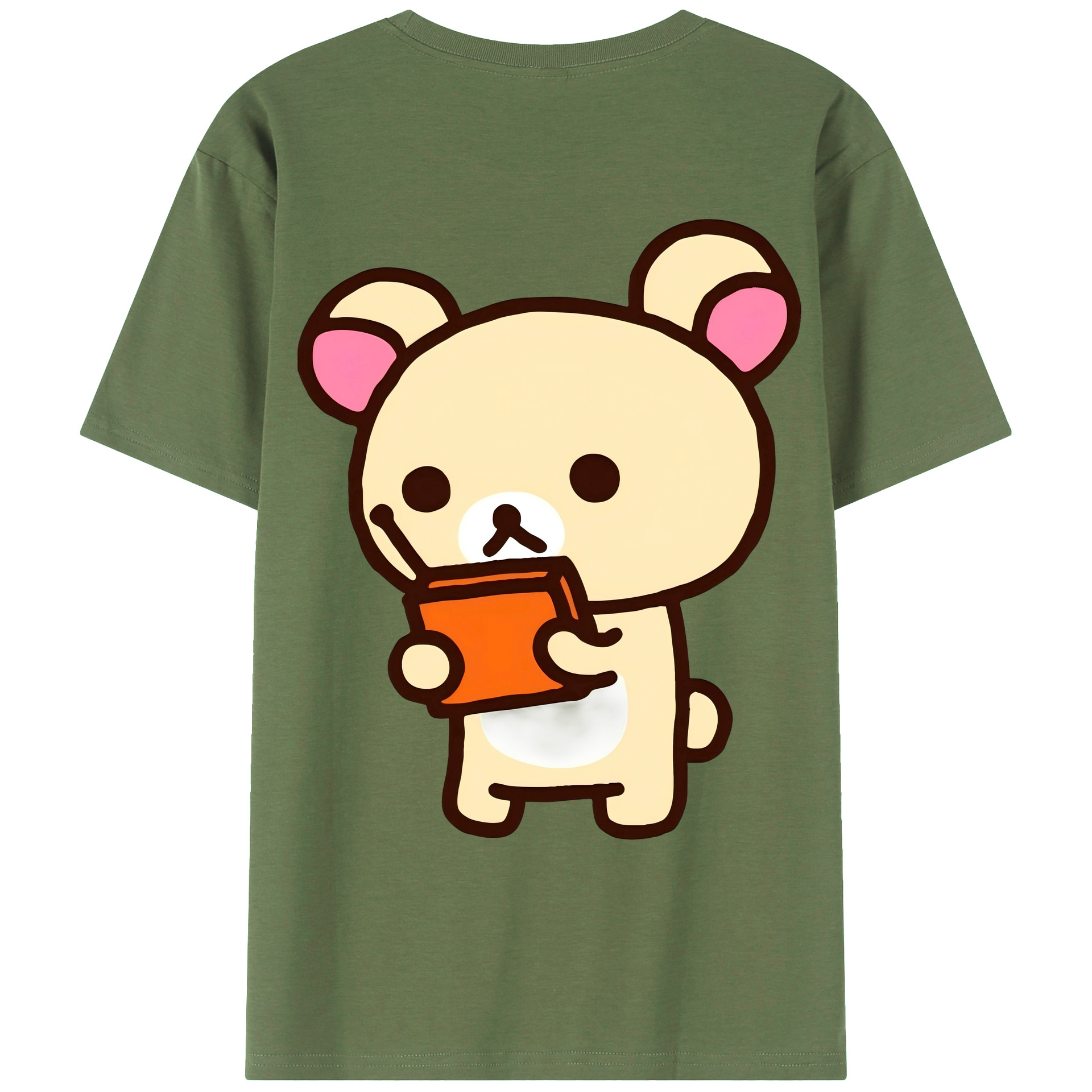 （画像用） リラックマ リラックマ キイロイトリ Rilakkuma Korilakkuma Kiiroitori 綿100％ メンズ半袖Tシャツ（バックプリント） 通気性